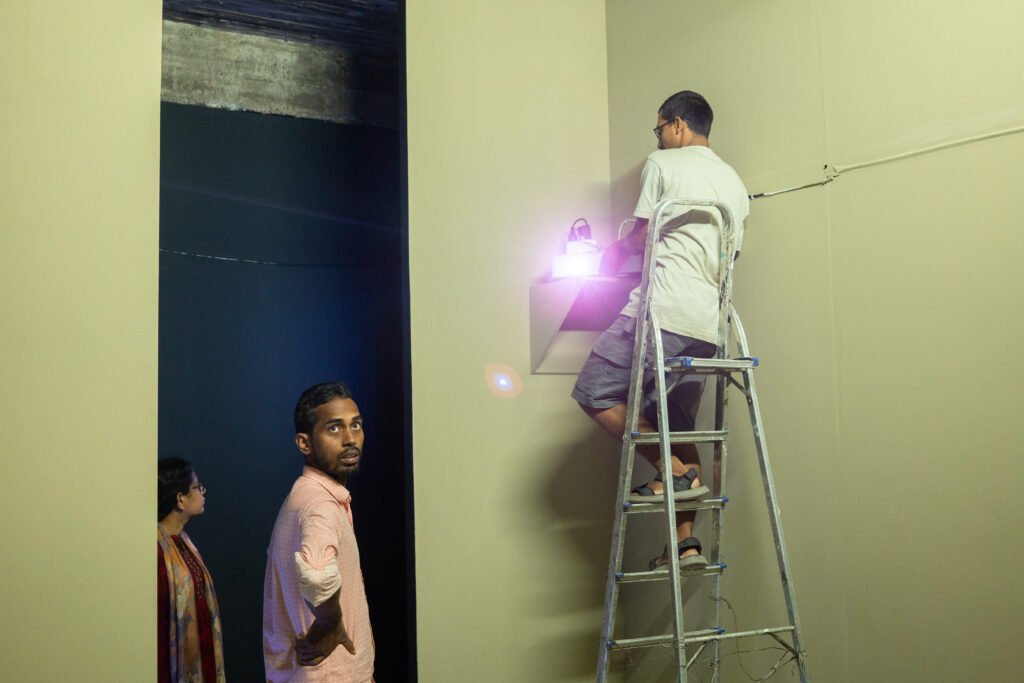 Projection system setup for digital art exhibition